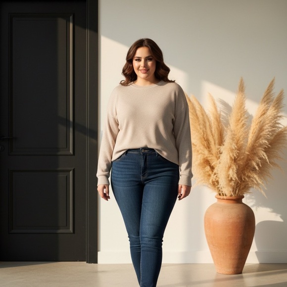 anrabess Sweaters - Women's Soft nude Crewneck Sweater